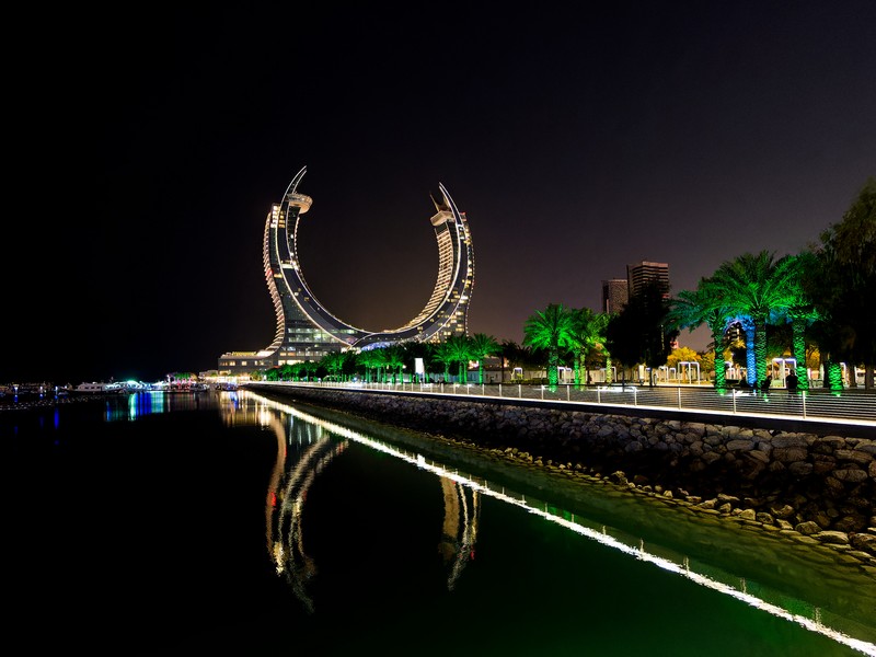 Vue sur les Katara Towers depuis la Marina de Lusail