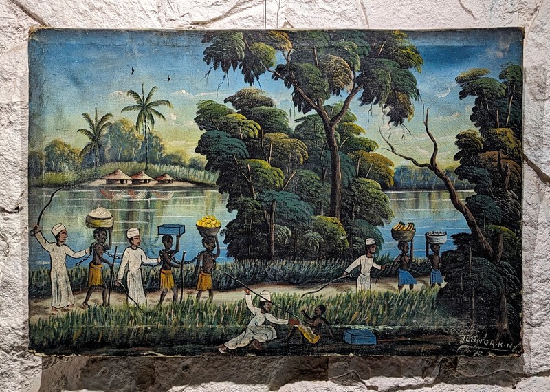 Tableau d'Ilunga Kitunga Norbert dénonçant les exactions commises lors de la période de colonisation belge