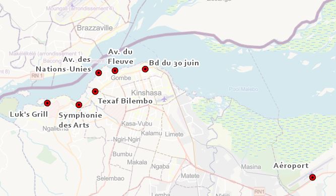 Carte des lieux visités