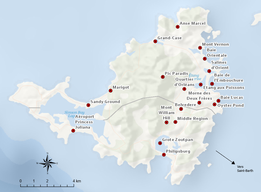 Carte des lieux visités