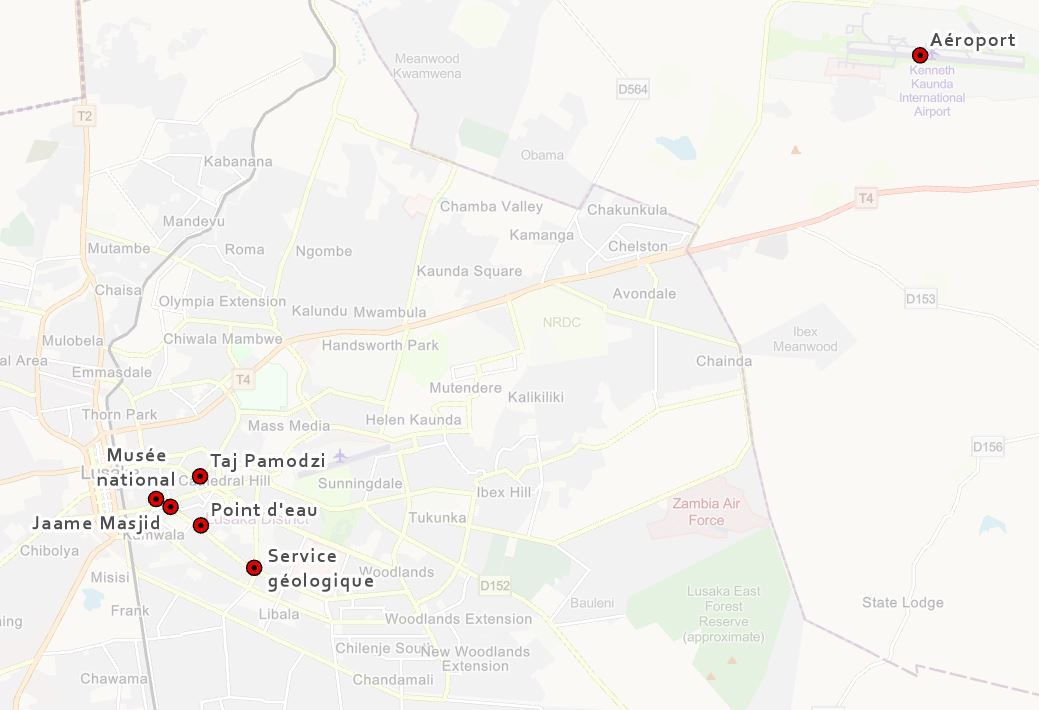 Carte des lieux visités